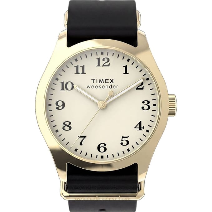Timex Weekender TW2Y86600 Horloge - Leer - Zwart - Ø 34 mm