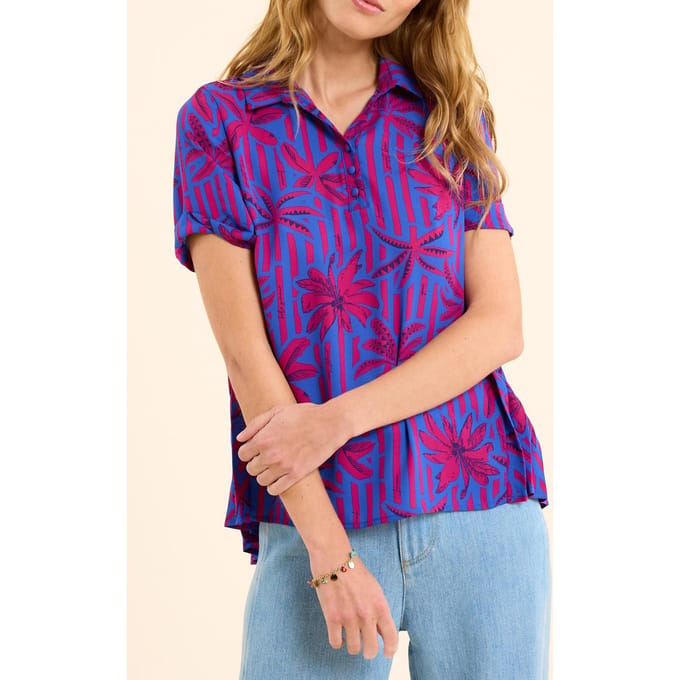 ICode Palm Tree Print Indigo Top Indigo Größe: XS | Blusen Outlet | Damen | Blau