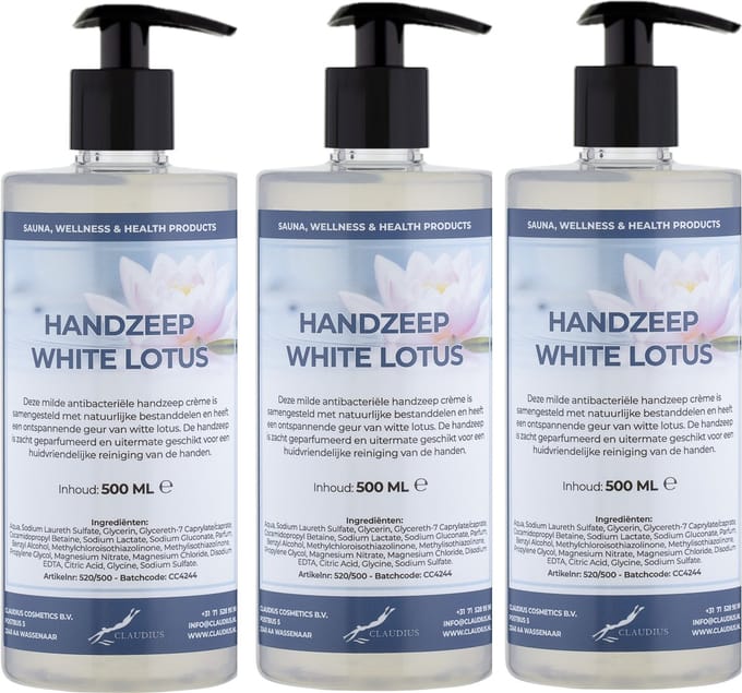 Handzeep White Lotus 500 ml - met gratis pompje - set van 3 stuks
