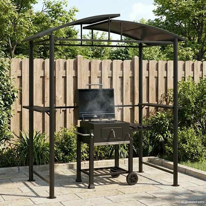 vidaXL - Barbecue-overkapping - 210x114x230 - cm - staal - antracietkleurig