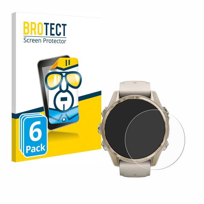 BROTECT - Screenprotector voor Garmin Fenix 8 (43 mm) - Folie Beschermfolie transparant 6 Stuks