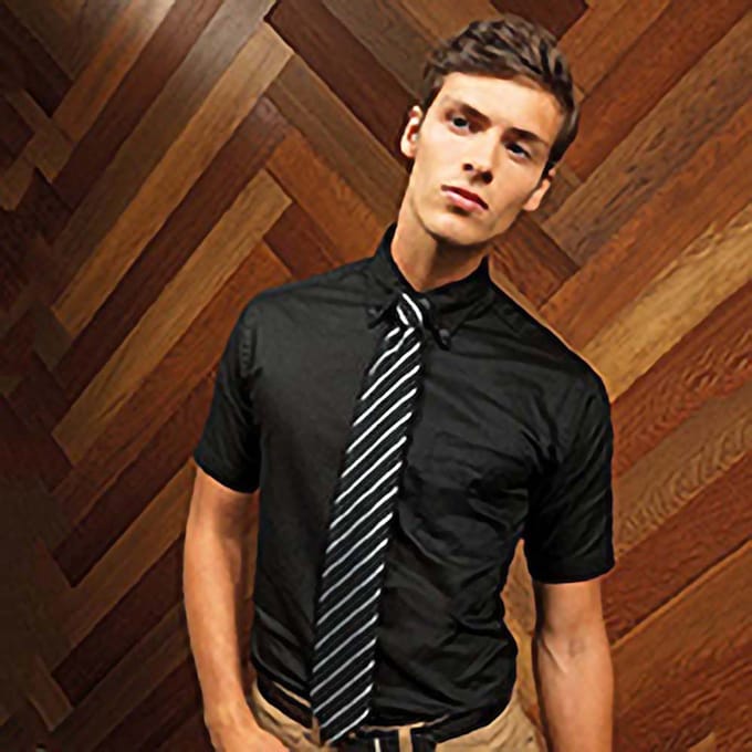 Premier Herenhandtekening Oxford Short Sleeve Work Shirt (Zwart)