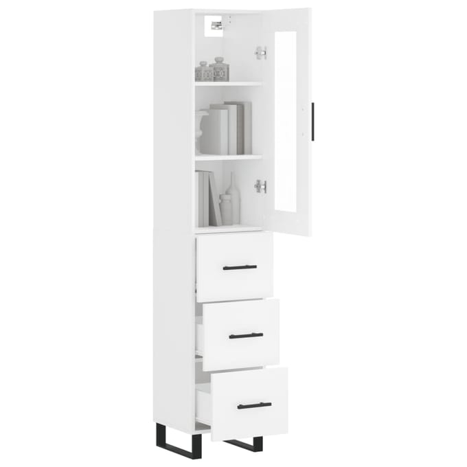 vidaXL - Hoge - kast - 34,5x34x180 - cm - bewerkt - hout - wit