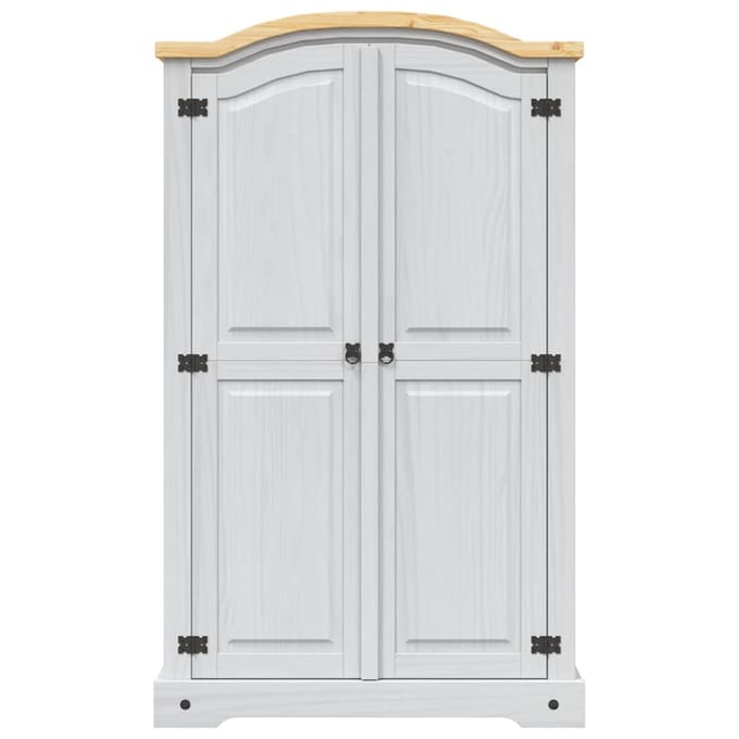 vidaXL - Kledingkast - met - 2 - deuren - Mexicaans - grenenhout - Corona-stijl - wit