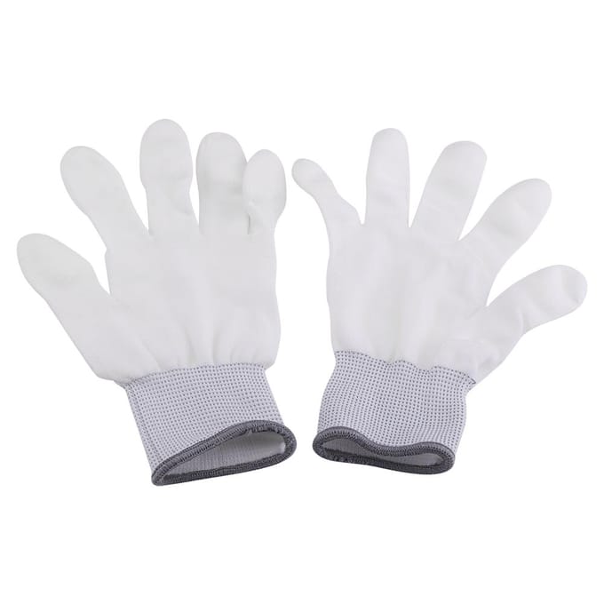 1 Paire Gants Antistatiques Antidérapants Partie Doigts Enduite PU (L) white