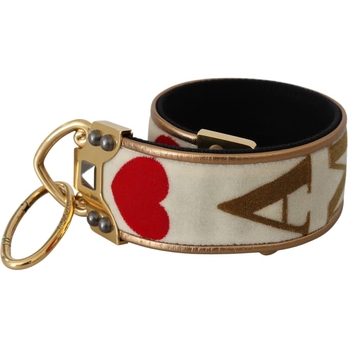 Dolce & Gabbana goud wit textiel leer amore schouder damesriem