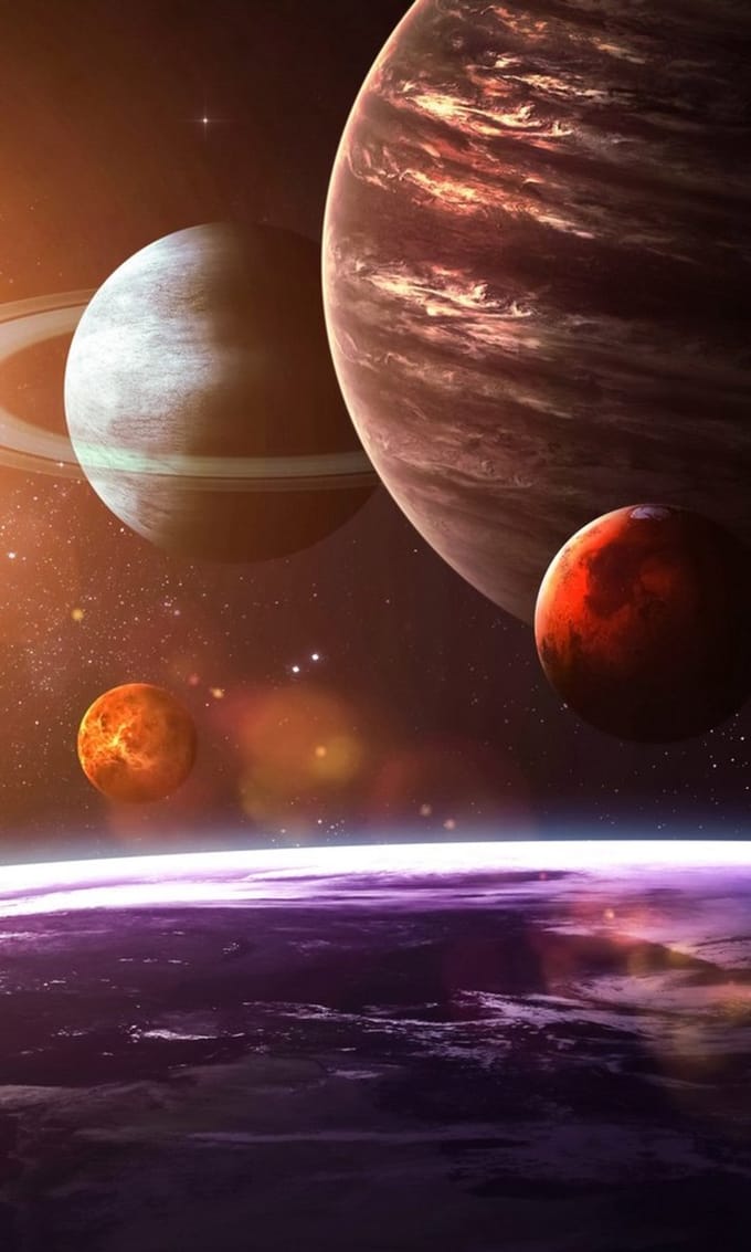 Fotobehang - Solar System 150x250cm - Vliesbehang