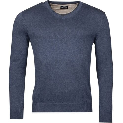 Baileys Trui V-Neck Pullover Single Knit Deep Denim Blue / male