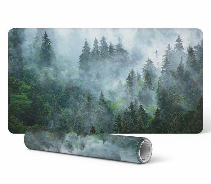 Duurzame antislip bureaumat Misty Coniferous Forest 90x45 cm