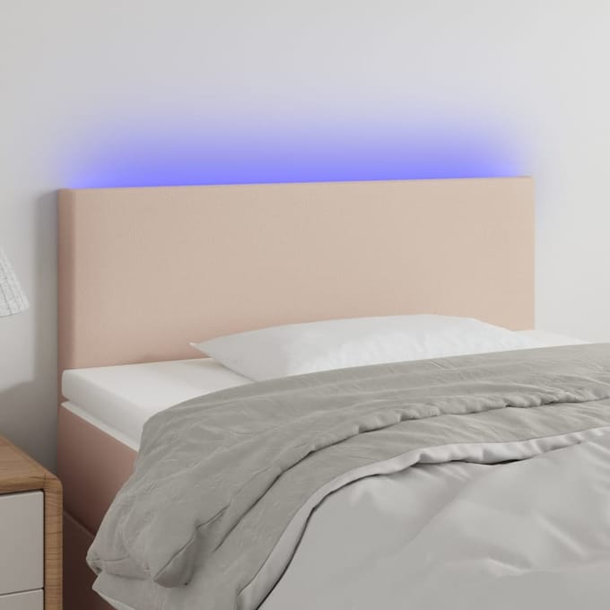 vidaXL - Hoofdbord - LED - 100x5x78/88 - cm - kunstleer - cappuccinokleurig