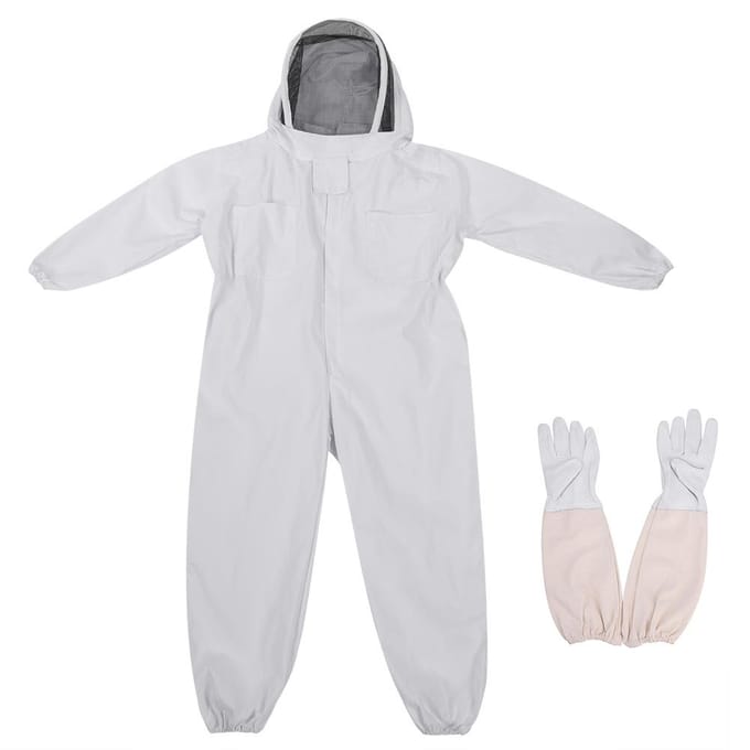 Professioneel Imker Beschermpak Handschoenen Imker Beschermingsuitrusting Jumpsuit(L) XXL white