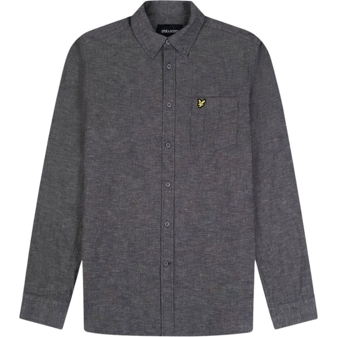 Lyle and Scott Cotton linen button down shirt lange mouw overhemden