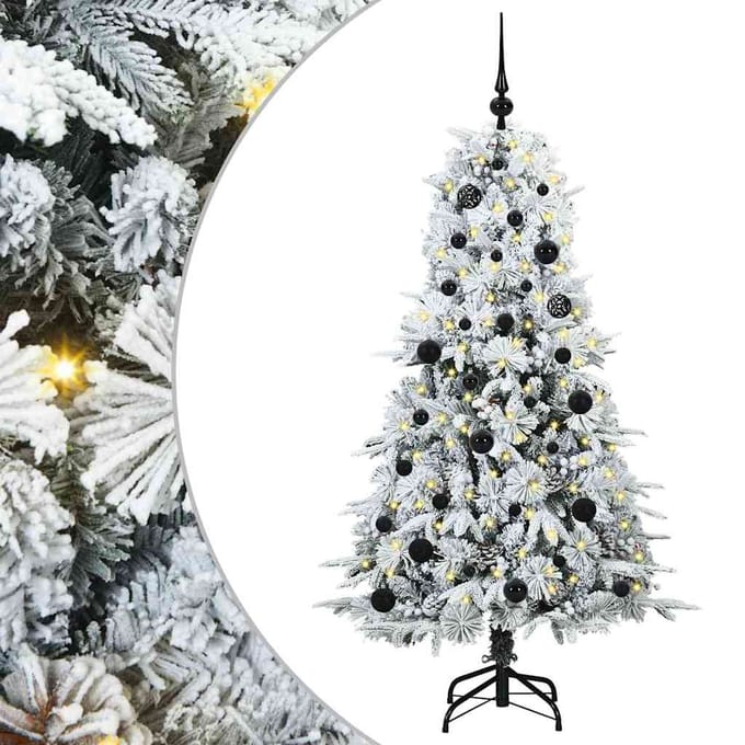 vidaXL - Kunstmatige - Hinged - Kerstboom - met - 150 - LED - Wit - 150 - cm - PE - en - PVC