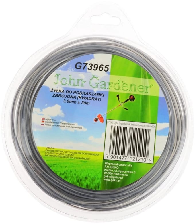 John Gardener Nylon trimmerdraad - vierkant - 3,0 mm - 50 m - versterkt