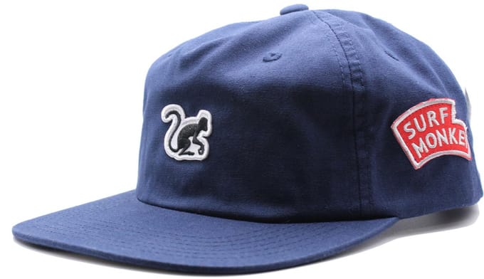 Surf Monkey 5-panel pet voor heren/dames - 100% biologisch katoen - One size (blauw)