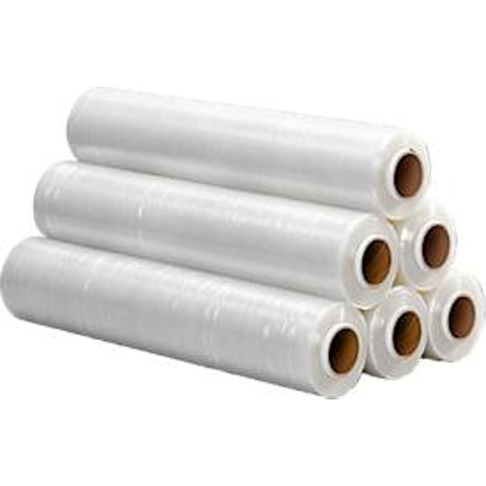 Stretchfolie - polyetheen - 20 µ - 500 mm x 300 m - transparant - 6 rollen