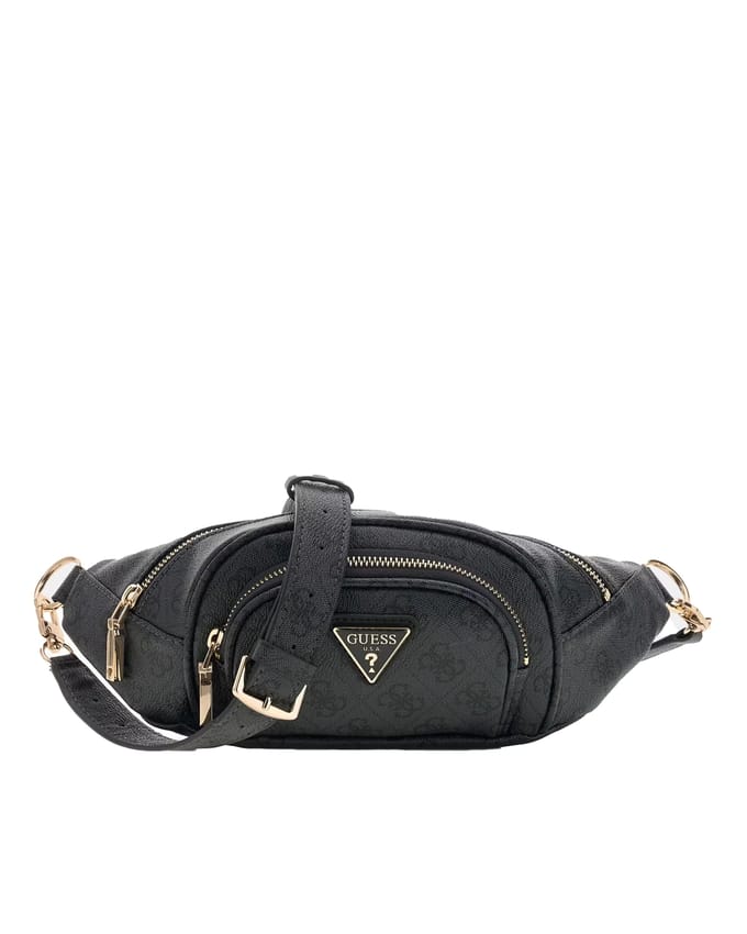 GUESS gordeltas schoudertas Latona Belt Bag Coal Logo donkergrijs