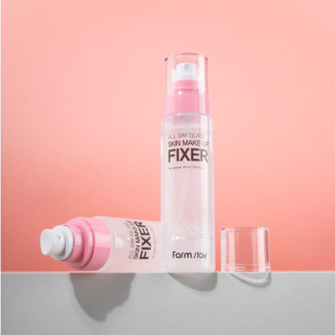 Farmstay All-Day Glass Skin Makeup Fixer 120ml – Brume Fixante Hydratante Longue Durée white