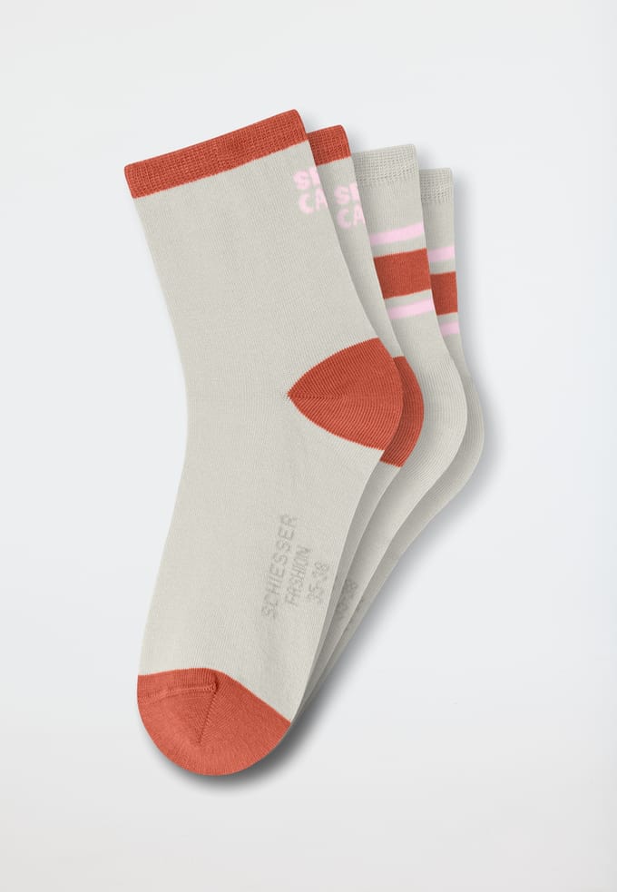 Damessokken, set van 2, halfhoog, lichtgrijs - Fashion 39/42