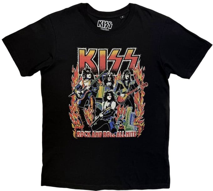 Kiss - Rock And Roll All Nite Heren Tshirt - M - Zwart