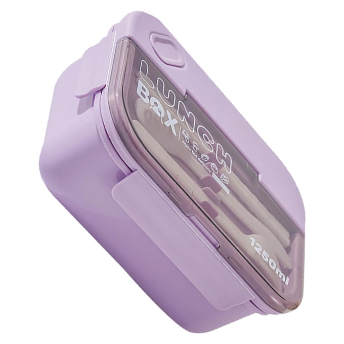3-vaks Lunchbox 1250ml Paars Anti-lek PS PP Silicone Magnetronbestendig Bento Lunchbox voor gray