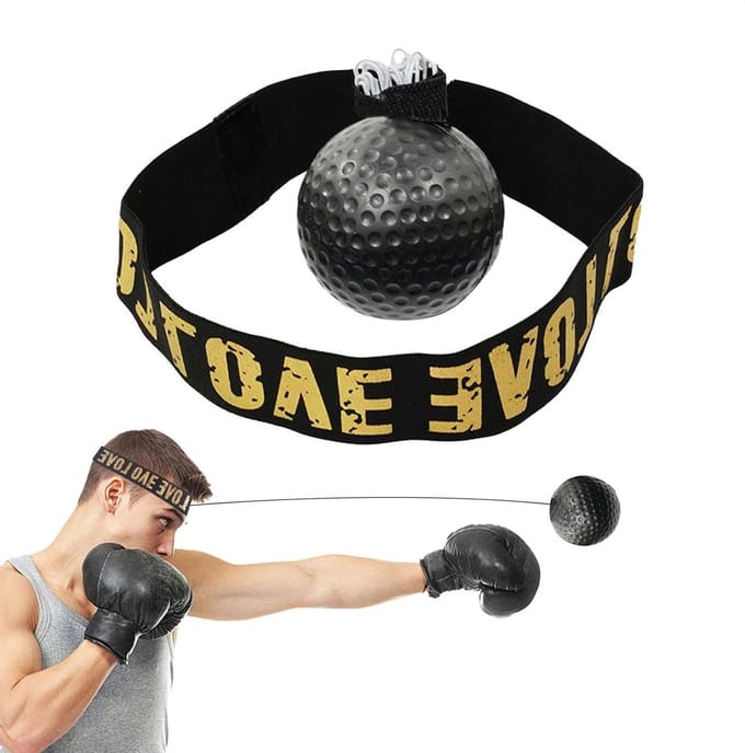 Boksbal Hoofdband - Reactiebal Training - Verbeter Coördinatie - Lichtgewicht Ontwerp - 50 gram - Zwart