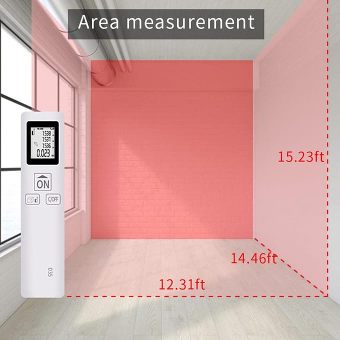 35m Laser Meetlint LCD Digitaal Laser Afstandsmeter Zakformaat Mini Afstandsmeter Afstand/ Oppervlakte/ wit