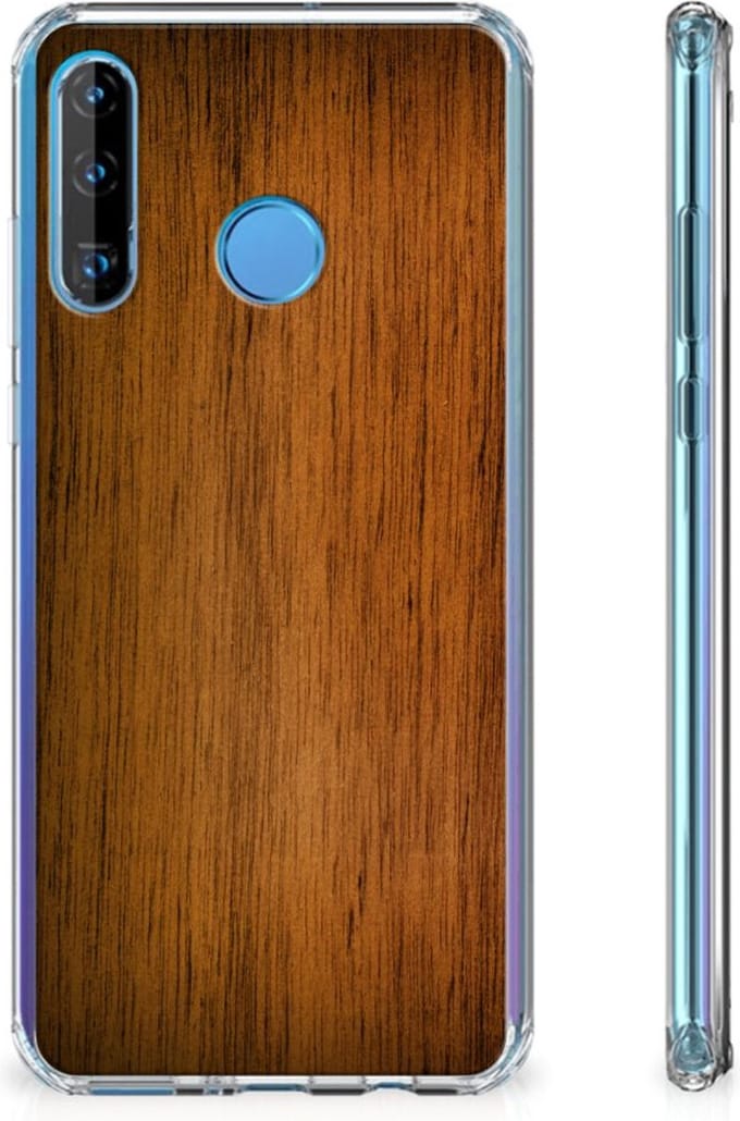 Huawei P30 Lite Stevig Telefoonhoesje Donker Hout