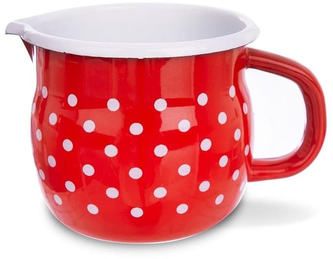 Orion - Retro Emaille Beker - Cirkels - 800ml - Rood