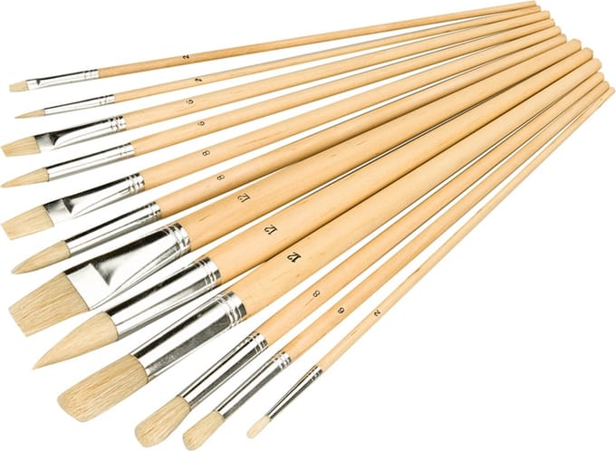 Silverline Penselen set - Platte, Ronde en Spitse Punten - 12 delig