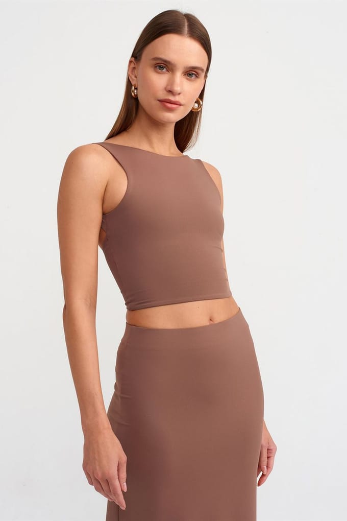 Dames Mouwloze Cut-Out Crop Blouse