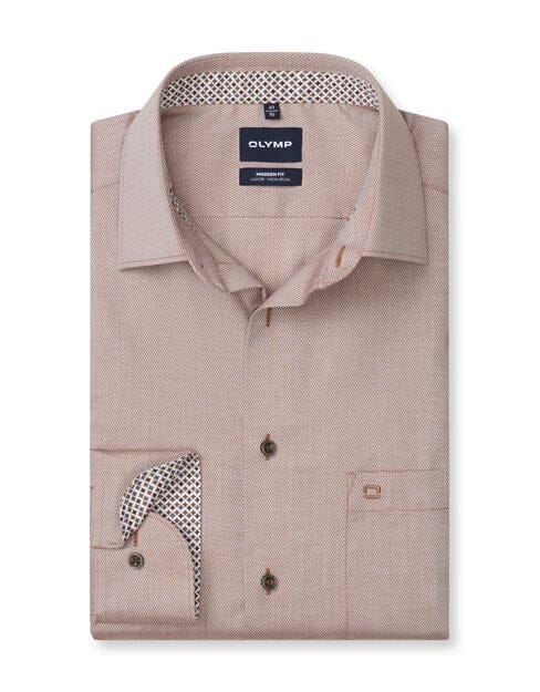 OLYMP Luxor Overhemd, Modern Fit, New Kent, Nougat