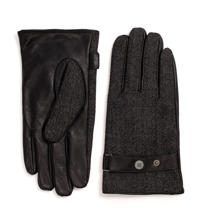 FIORE | Handschoenen met visgraatmotief | zwart