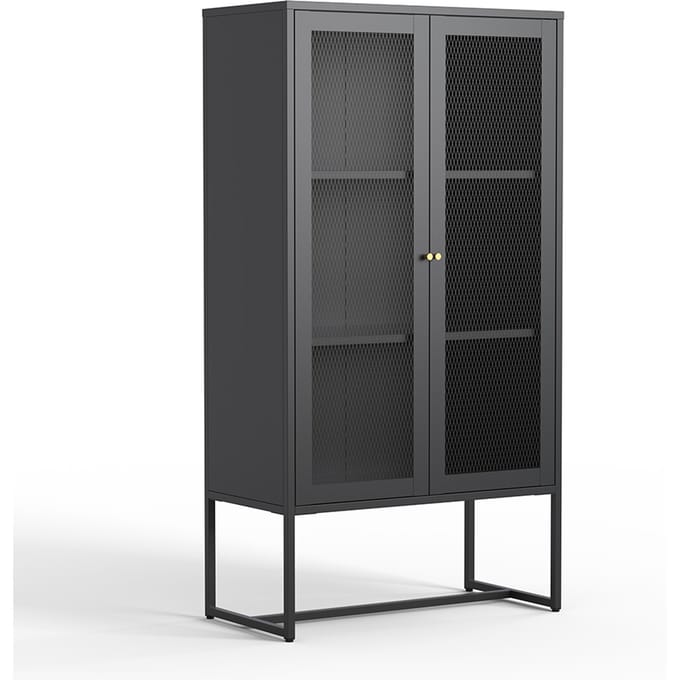 Milton & Oldbrook Vitrinekast Athens Zwart 80 x 40 x 150 cm