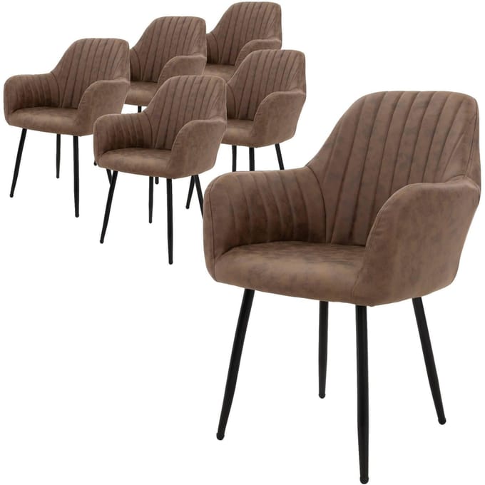 Eetkamerstoel Perrin lederlook set van 6 | ML-Design