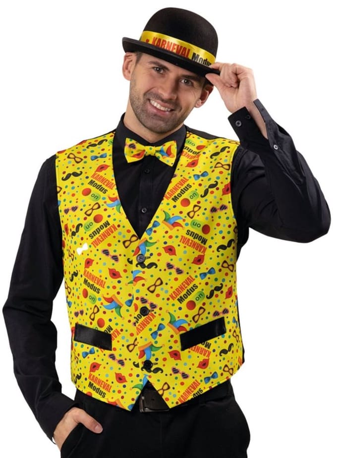 Vest en vlinderdas in carnavalsstijl