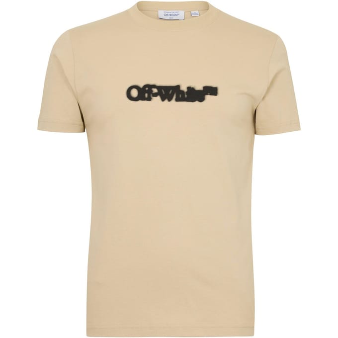 Off White Heren Spray Logo Regular T-Shirt (Bruin/zwart)