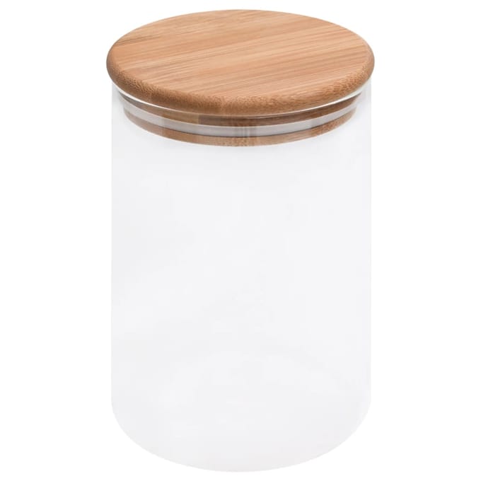 vidaXL - Opbergpotten - met - bamboe - deksels - 4 - st - 800 - ml - glas