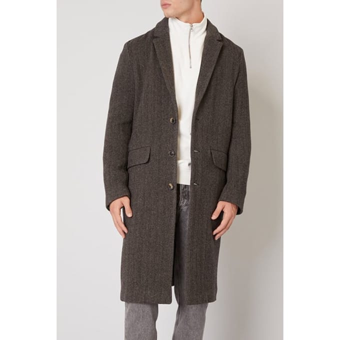 American Vintage Long Sleeves Buttoned Coat Chevron Navy Gris Taglia: S | Cappotti monopetto Outlet | Uomo | Blu