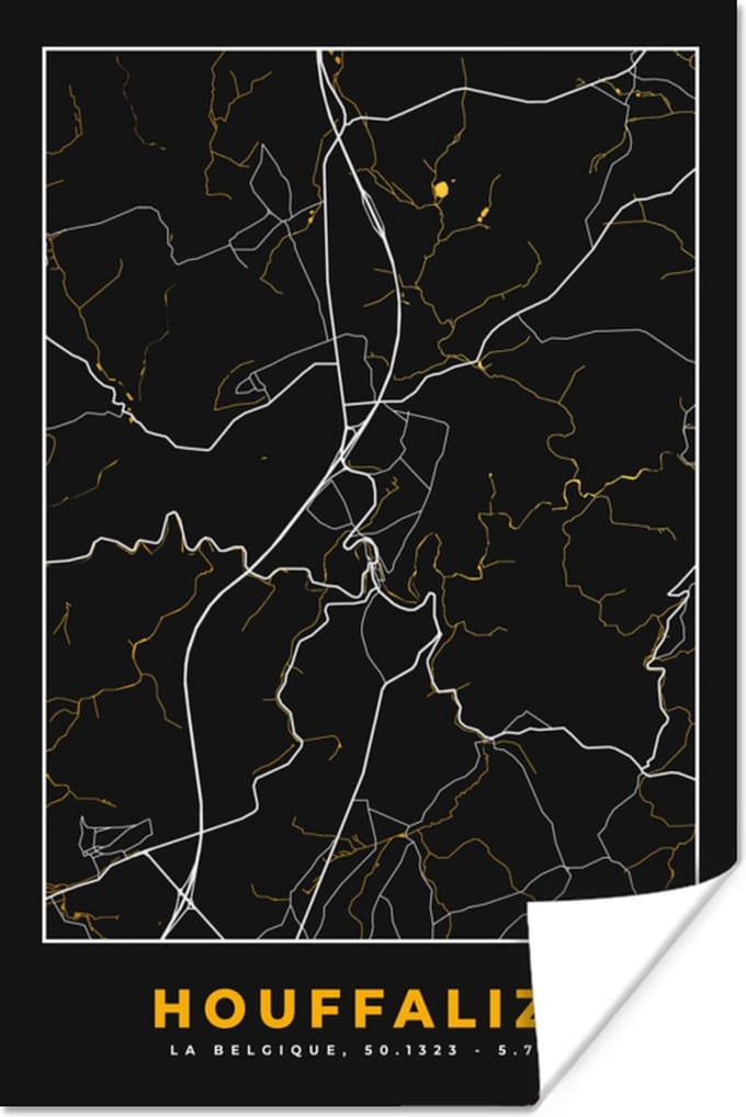 Poster Houffalize - Goud - Stadskaart - Plattegrond - Kaart - 20x30 cm