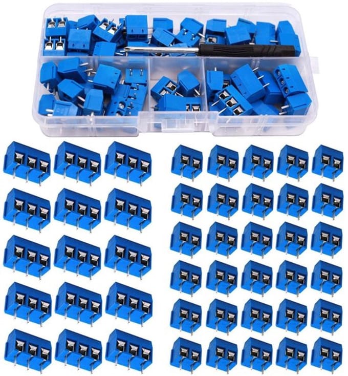Dailygoody - 80pcs 5mm 2/3 Pin Pcb Mount Schroefklem Connector Blauw