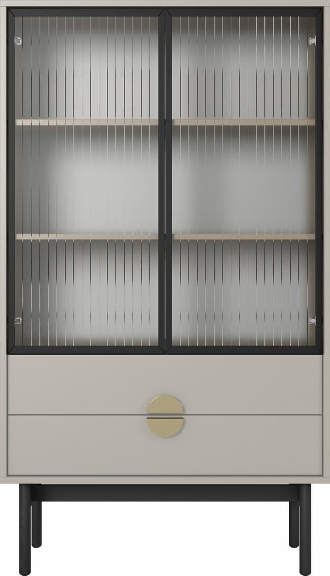 Selsey Vitrine kort Stoon - 3 planken - grijs beige