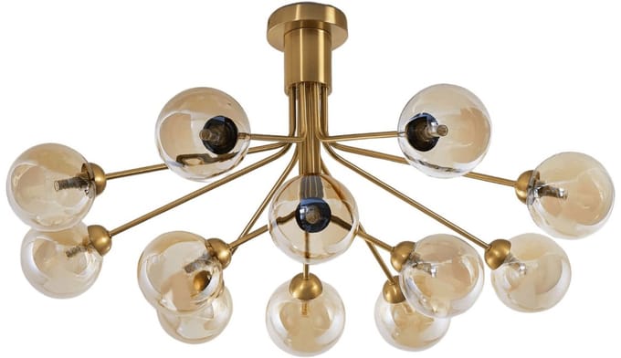 Kosilum - Audrey - Lamp - Amber en messing - Metaal en glas