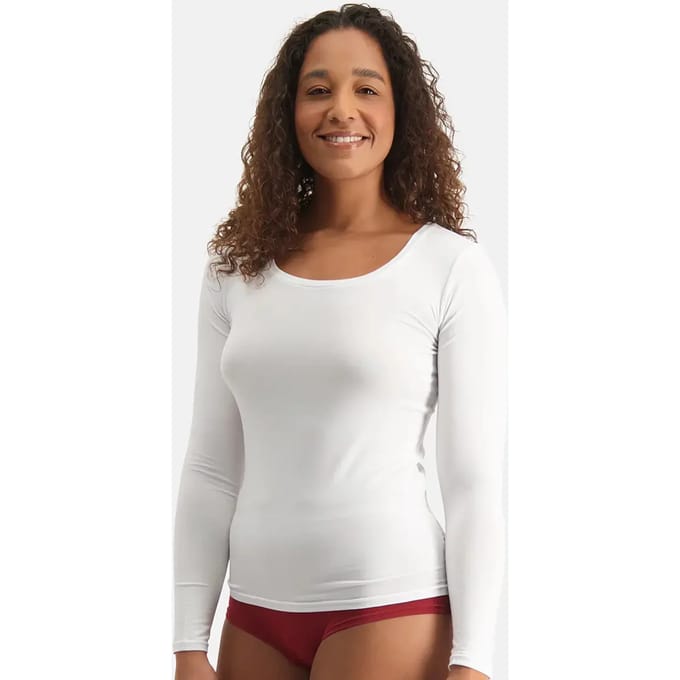 Comfortabel & Zijdezacht Bamboo Basics T-shirts lange mouw Luna (2-pack) - Wit - L