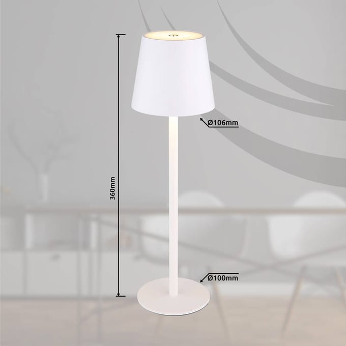 Globo LED tafellamp op accu Vannie, wit, hoogte 36 cm, IP44