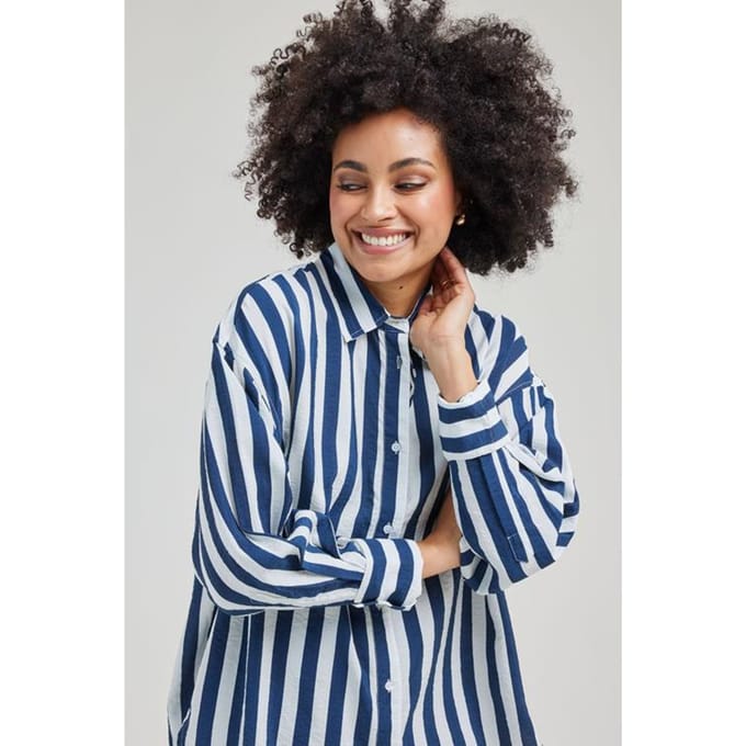 DIDI Oversized Shirt Lisan Blue Offwhite Stripe Größe: 38 | Longsleeves Outlet | Damen | Blau