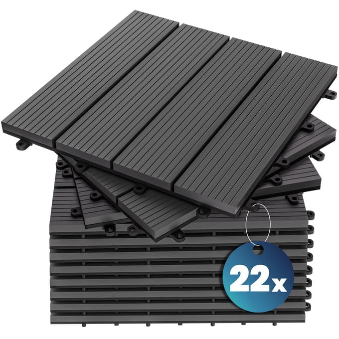 WPC Vlondertegels - Set van 22 Klassiek 30x30cm - Antraciet