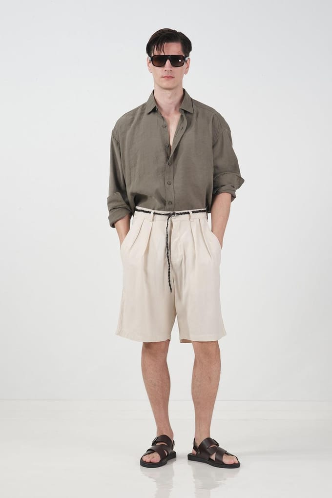 Hoge Taille Brede Pijpen Tencel Tailored Shorts