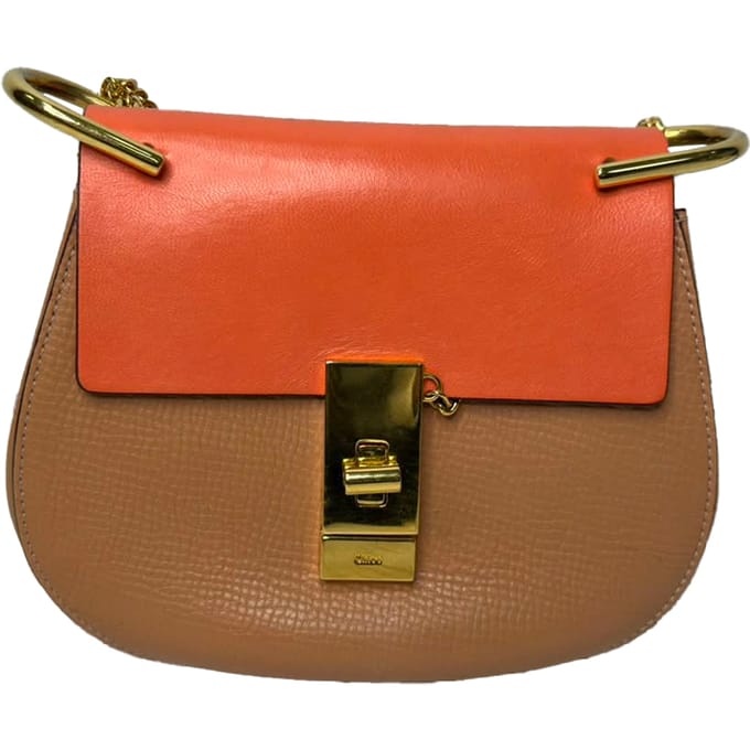Chloé Mini Drew Chain Schoudertas in Oranje Leer