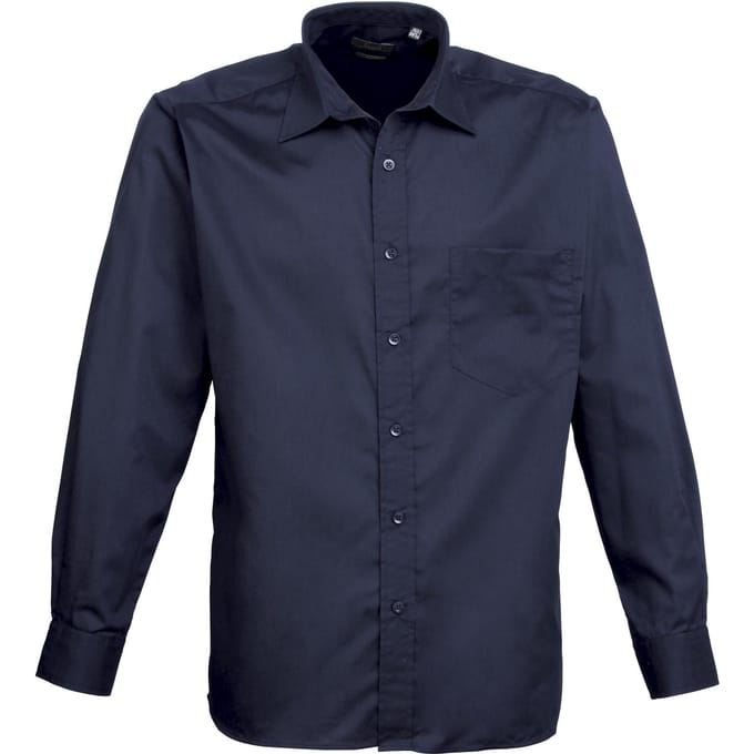 Premier Heren Premier Poplin Formeel Overhemd Met Lange Mouwen (Marine)